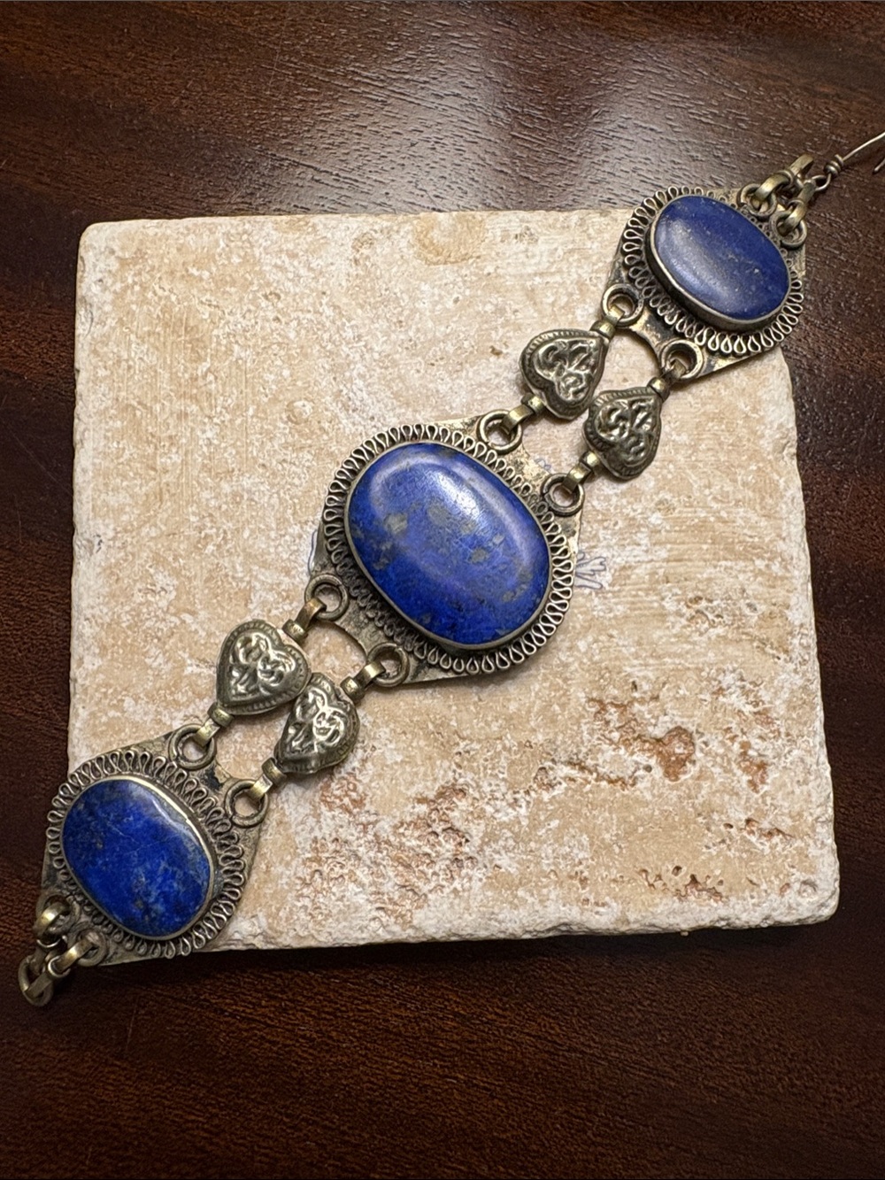 Vintage Lapis Stone Statement Bracelet